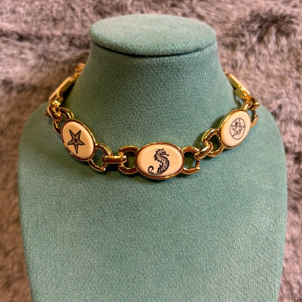 Vintage Gold Tone Beach Themed Bracelet